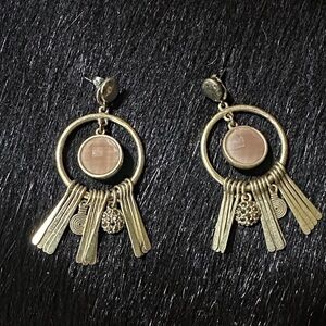 Elegant Gold and Pink Dangle Earrings